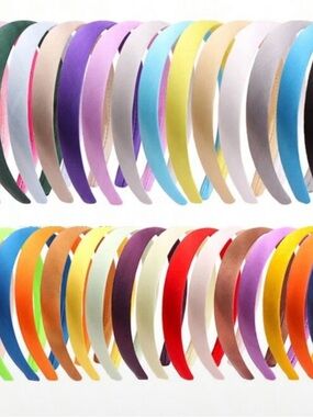 28 Colorful Satin Headband Set - Multi Color, new without tag